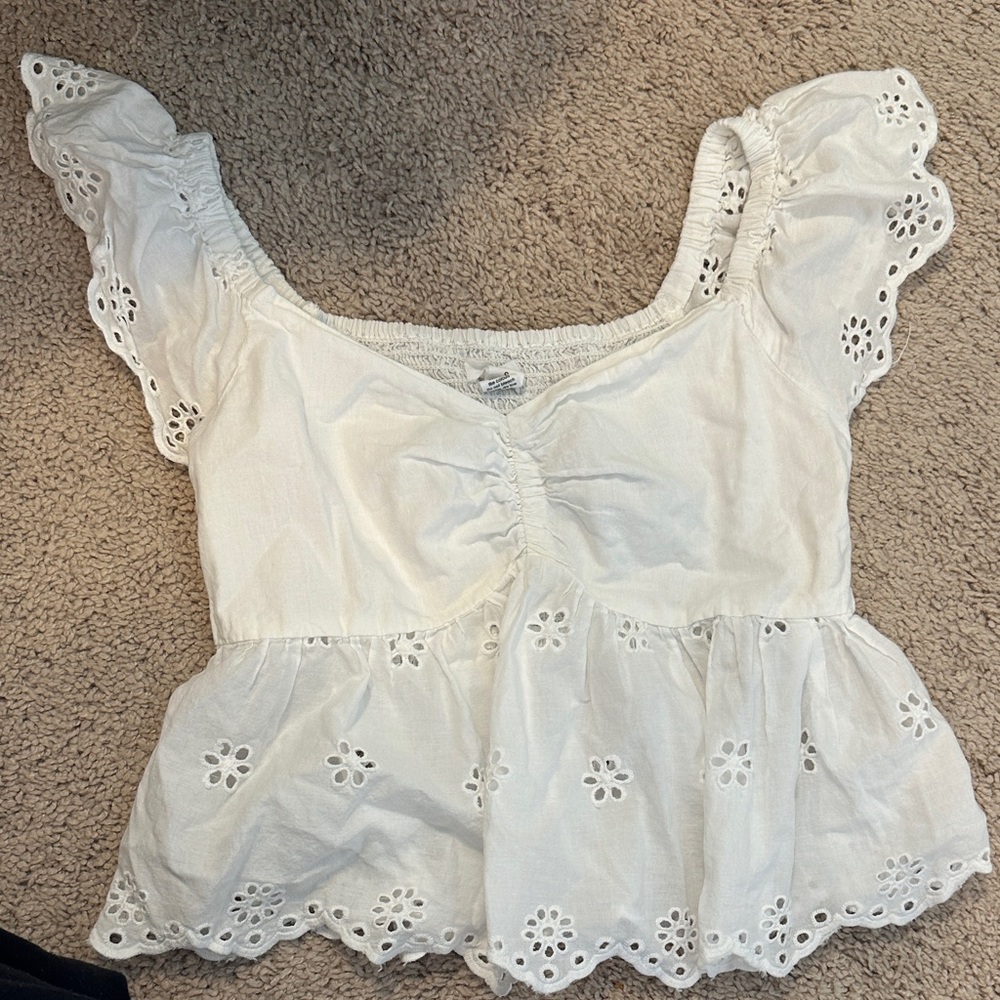 Japna White Eyelet Lace Blouse